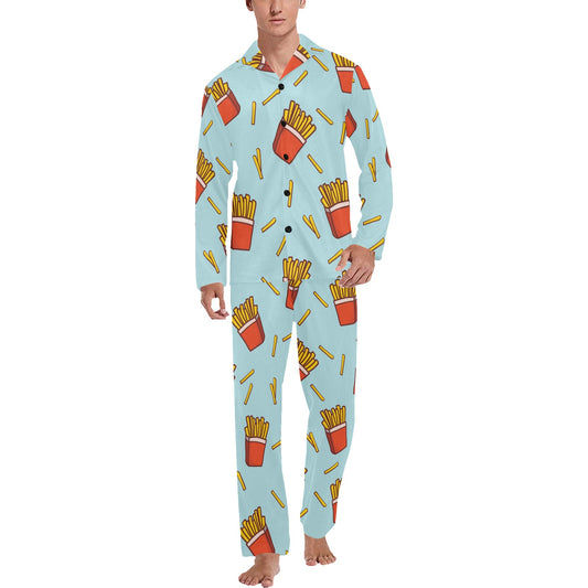 French Fried Pattern Print Design 02 Men's Long Pajama Set