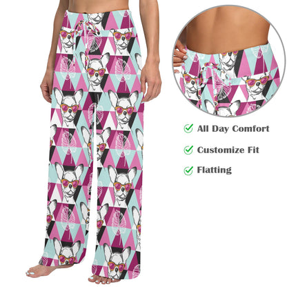 Chihuahua Cute Triangle Pattern Women's Wide Leg Lounge Pants