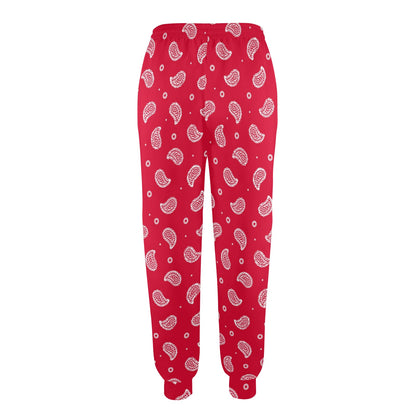 Bandana Red Paisley Print Design LKS305 Women's Casual Track Pants