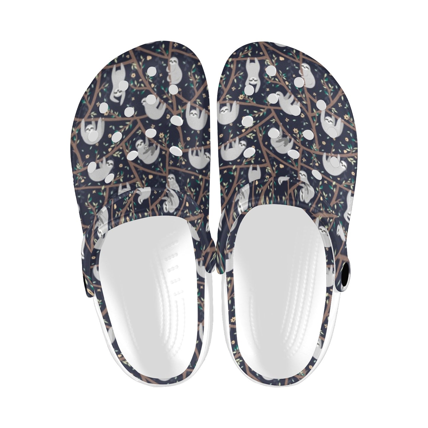 Sloth Happy Design Themed Print Unisex Clogs Shoes