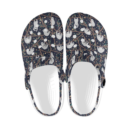 Sloth Happy Design Themed Print Unisex Clogs Shoes