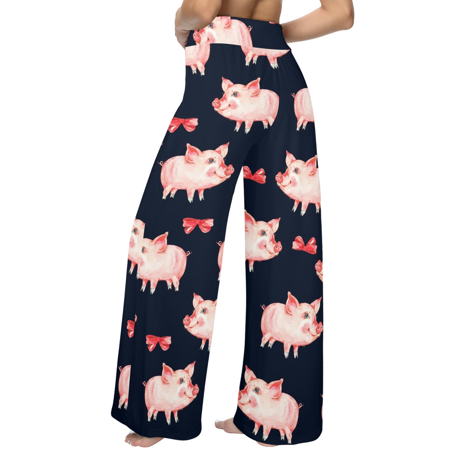 Pig Cute Pattern Print Design 02 Women's Wide Leg Lounge Pants