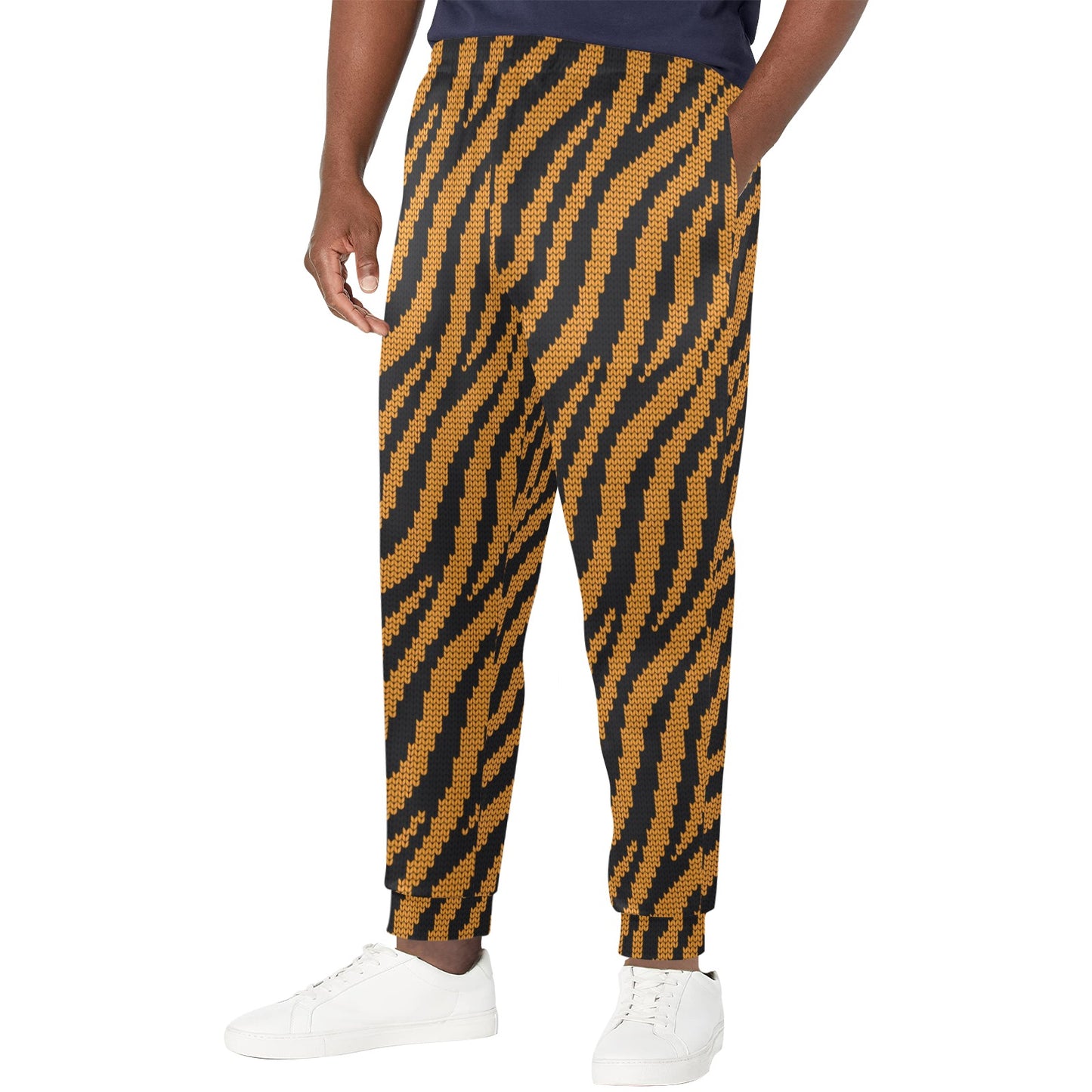 Tiger Knit Skin Zip Up Hoodie Men's Casual Track Pants