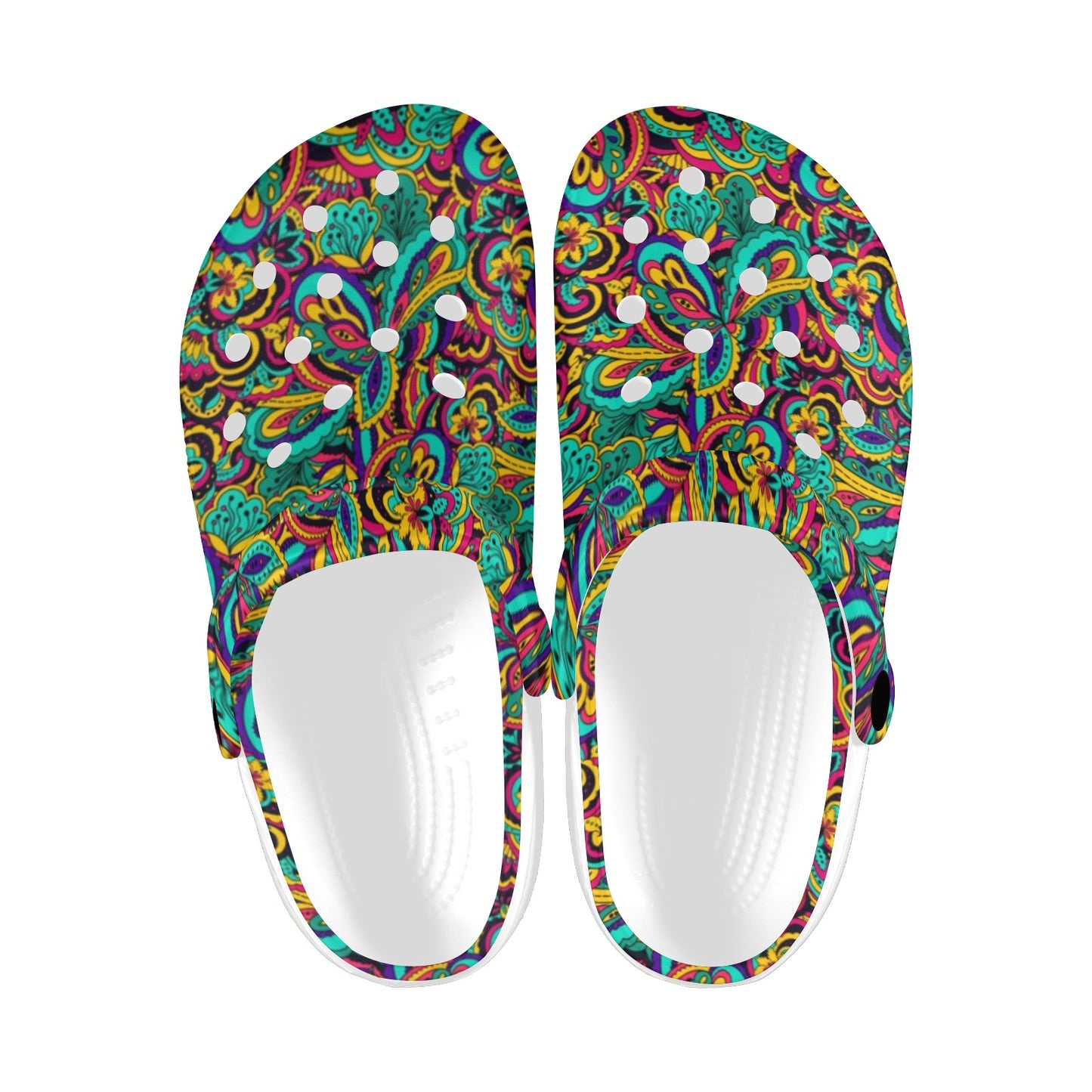 Psychedelic Trippy Floral Design Unisex Clogs Shoes