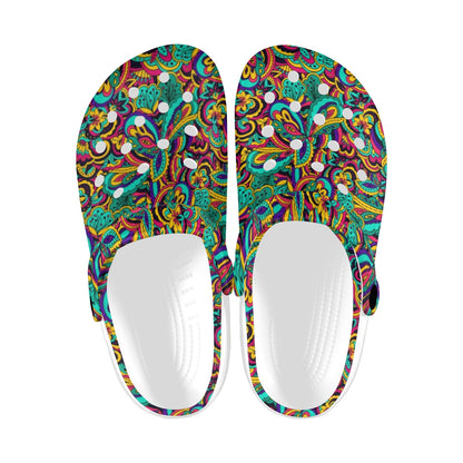 Psychedelic Trippy Floral Design Unisex Clogs Shoes
