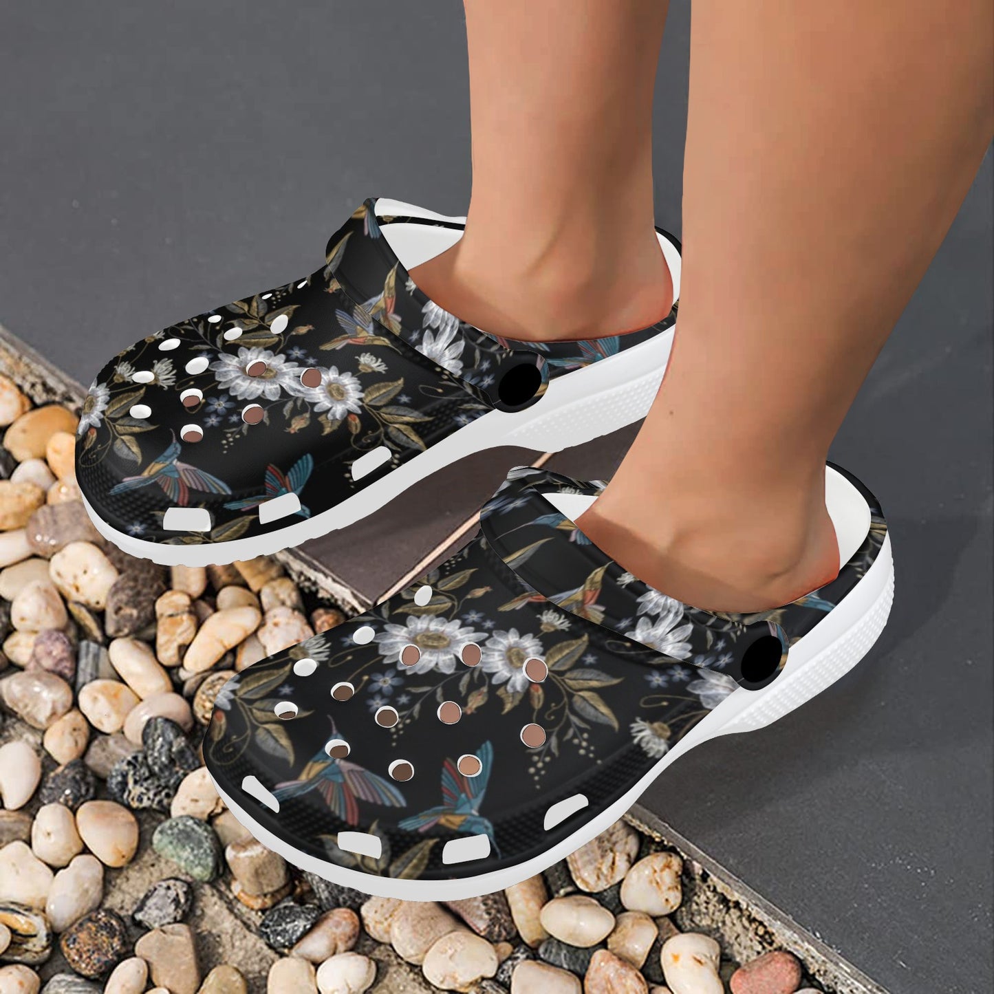 Hummingbird with Embroidery Themed Print Unisex Clogs Shoes