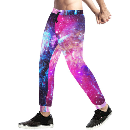 Galaxy Night Purple Space Print Men's Sweatpants
