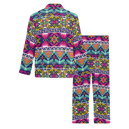 Indian Navajo Color Themed Design Print Men's Long Pajama Set