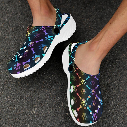 Paw Rainbow Print Unisex Clogs Shoes