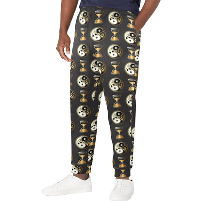 Yin Yang Skull Themed Design Print Men's Casual Track Pants