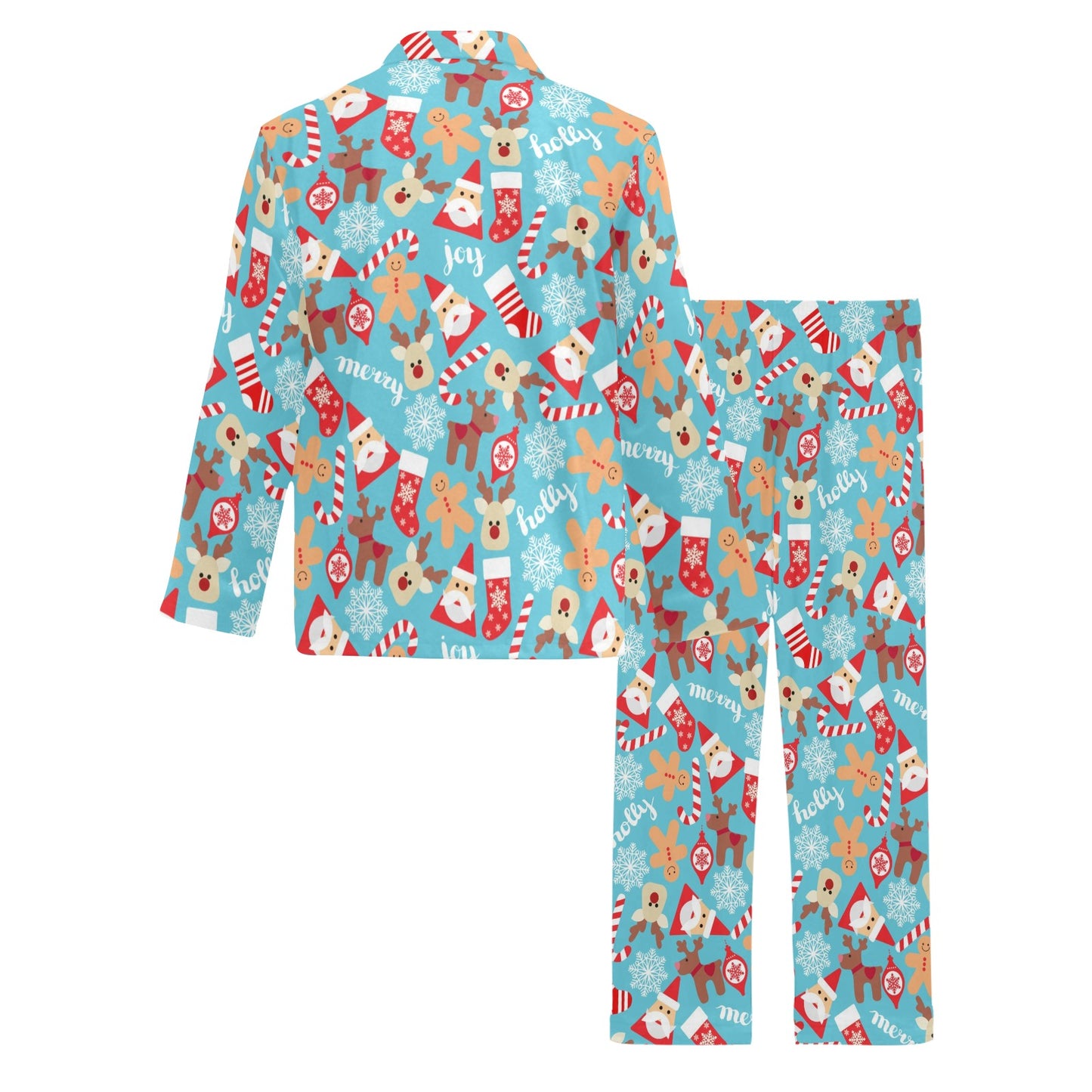 Santa Christmas Themed Print Design LKS306 Men's Long Pajama Set
