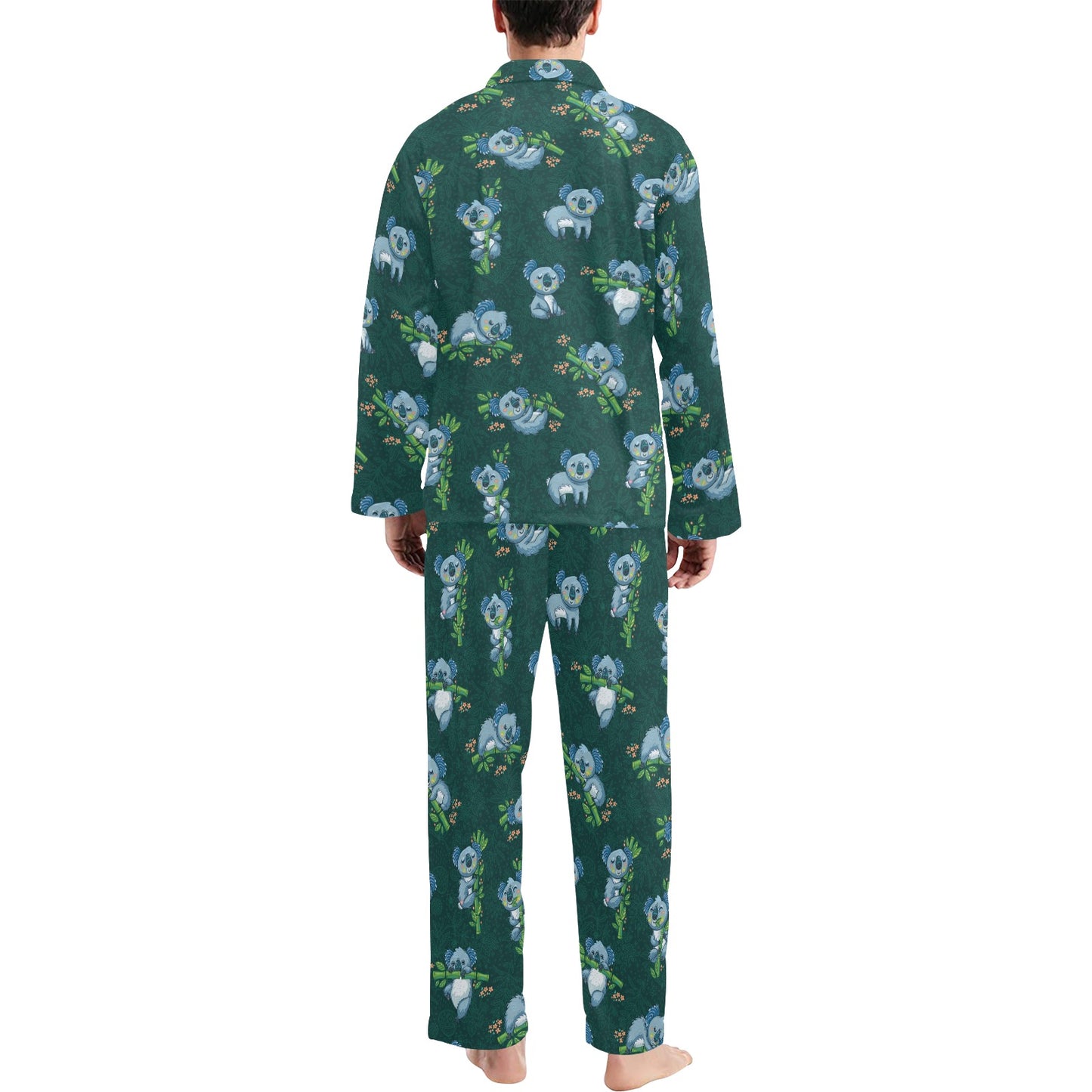 Koala Blue Design Print Men's Long Pajama Set