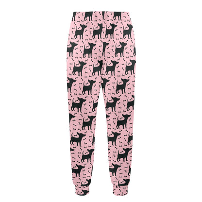 Chihuahua Pink Print Pattern Men's Casual Track Pants