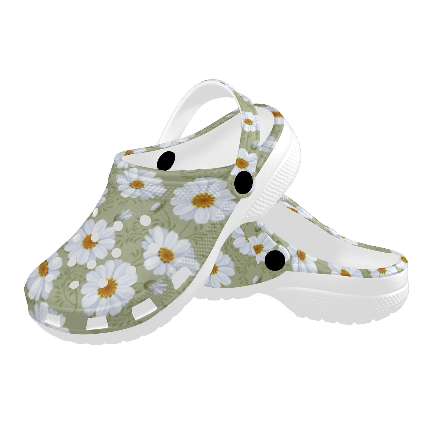 Daisy Yellow Print Pattern Unisex Clogs Shoes