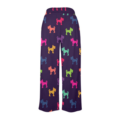 Schnauzers Pattern Print Design A05 Women's Wide Leg Lounge Pants