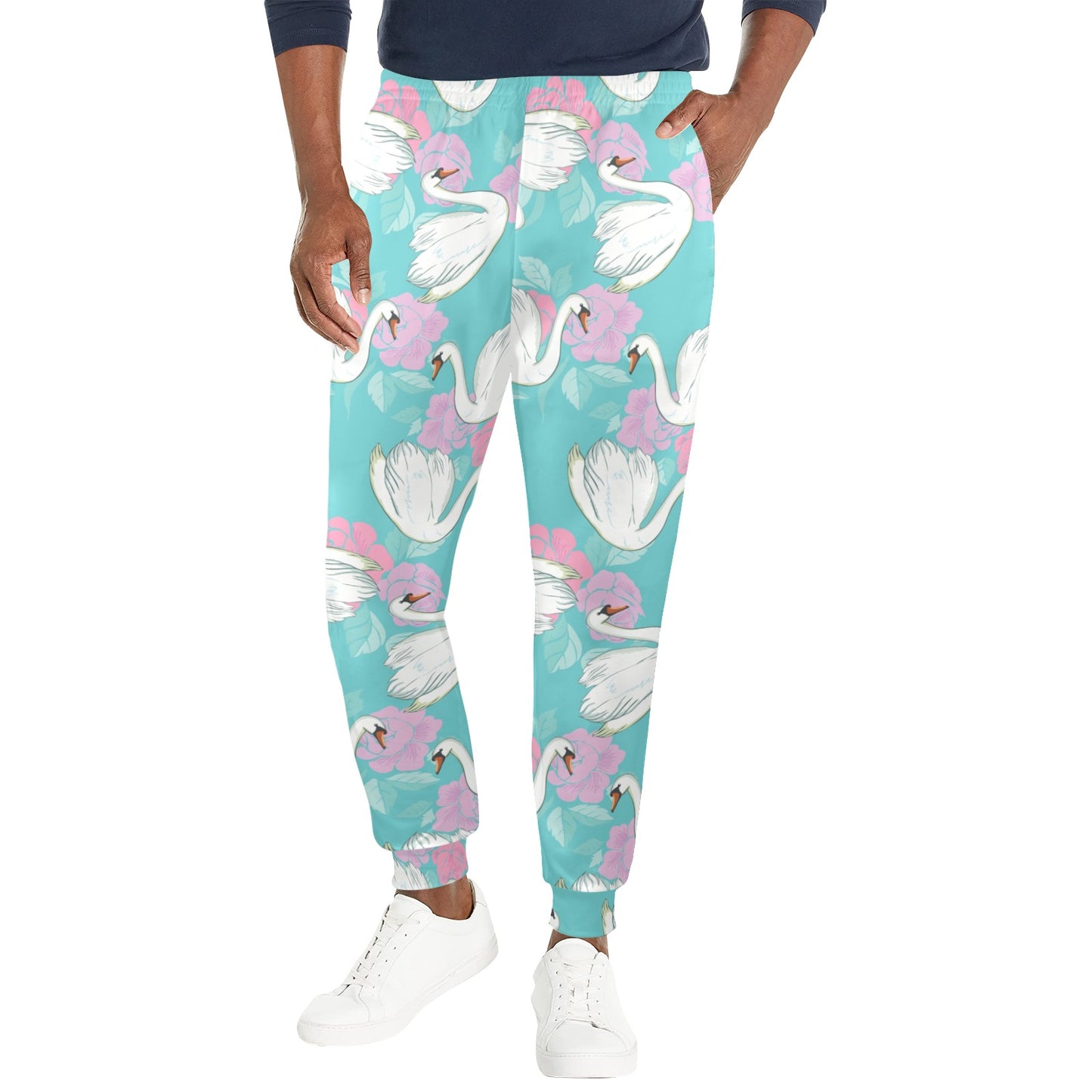 Swan Pattern Print Design 03 Men's Casual Track Pants