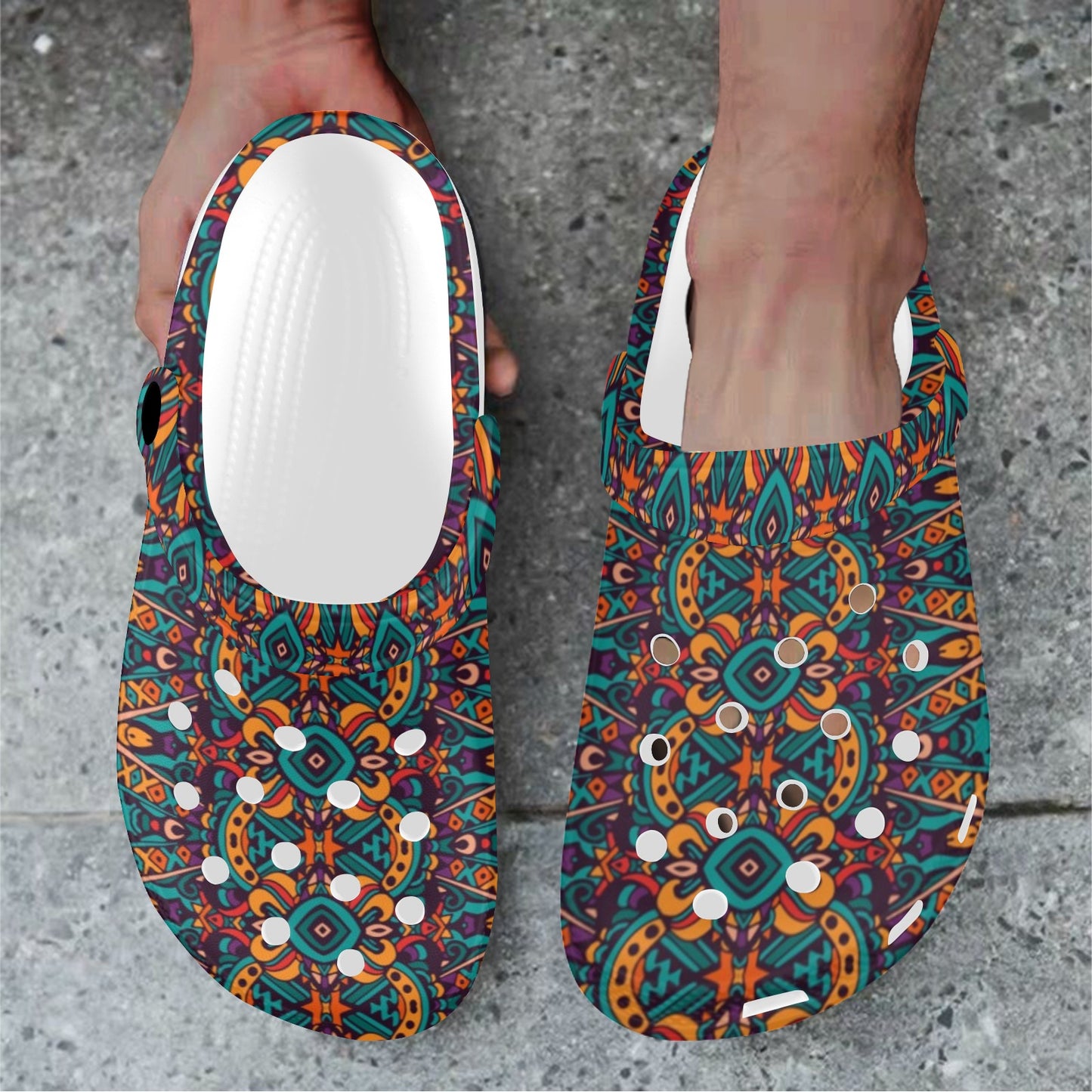Ethnic Style Print Pattern Unisex Clogs Shoes