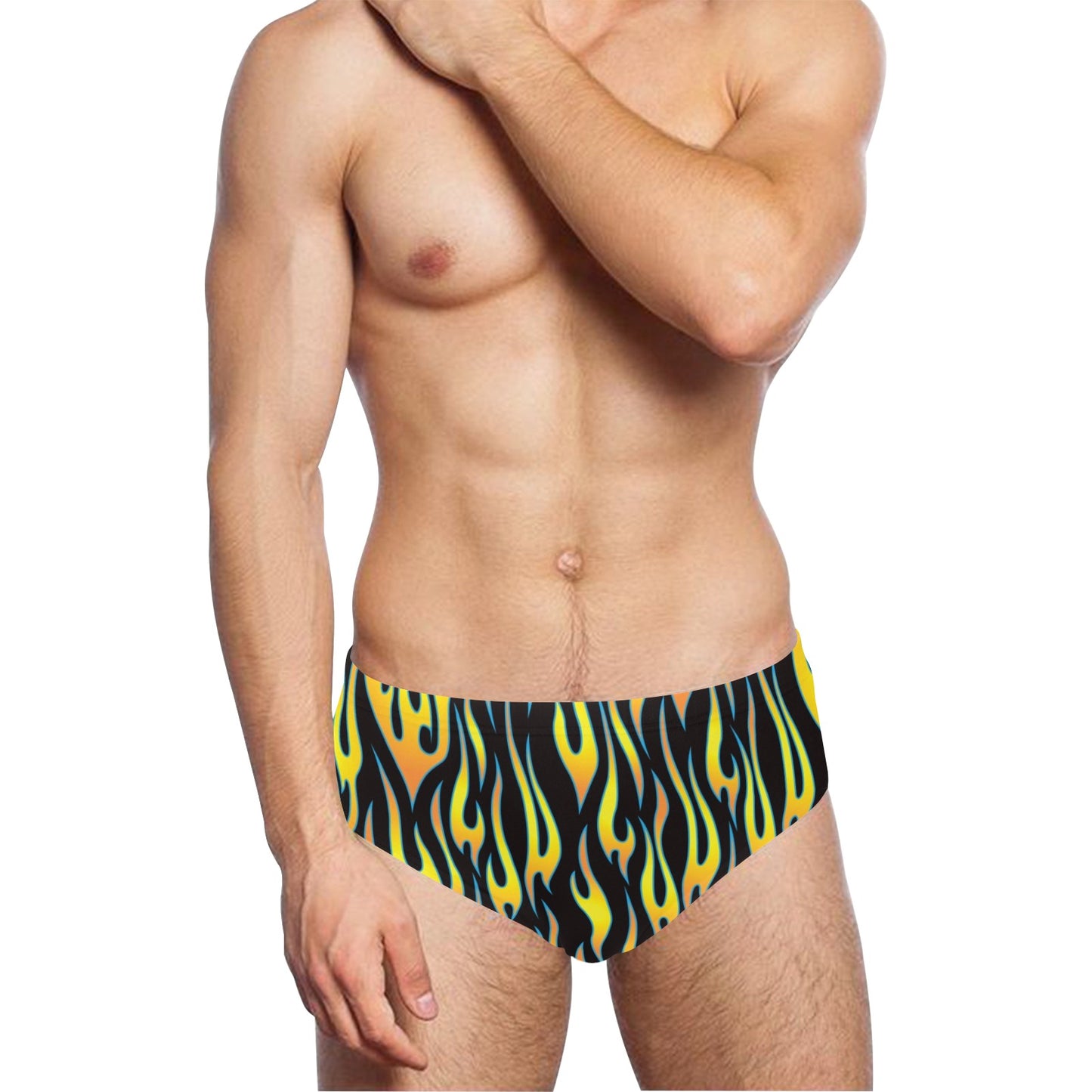 Flame Fire Yellow Pattern Men's Swimming Briefs