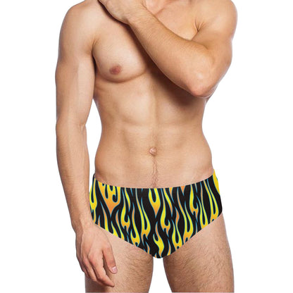 Flame Fire Yellow Pattern Men's Swimming Briefs