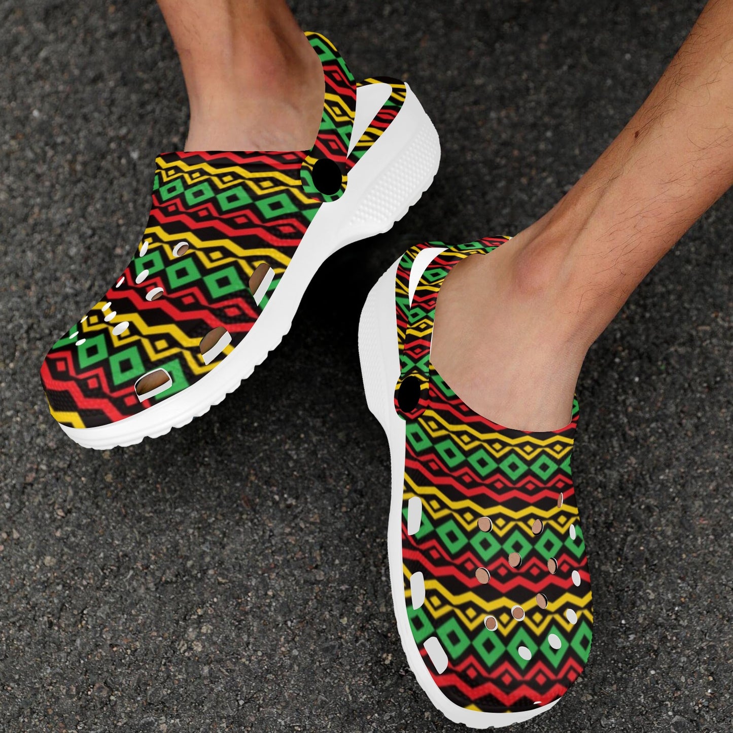 Rasta Reggae Color Themed Unisex Clogs Shoes
