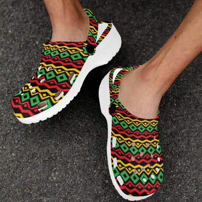 Rasta Reggae Color Themed Unisex Clogs Shoes