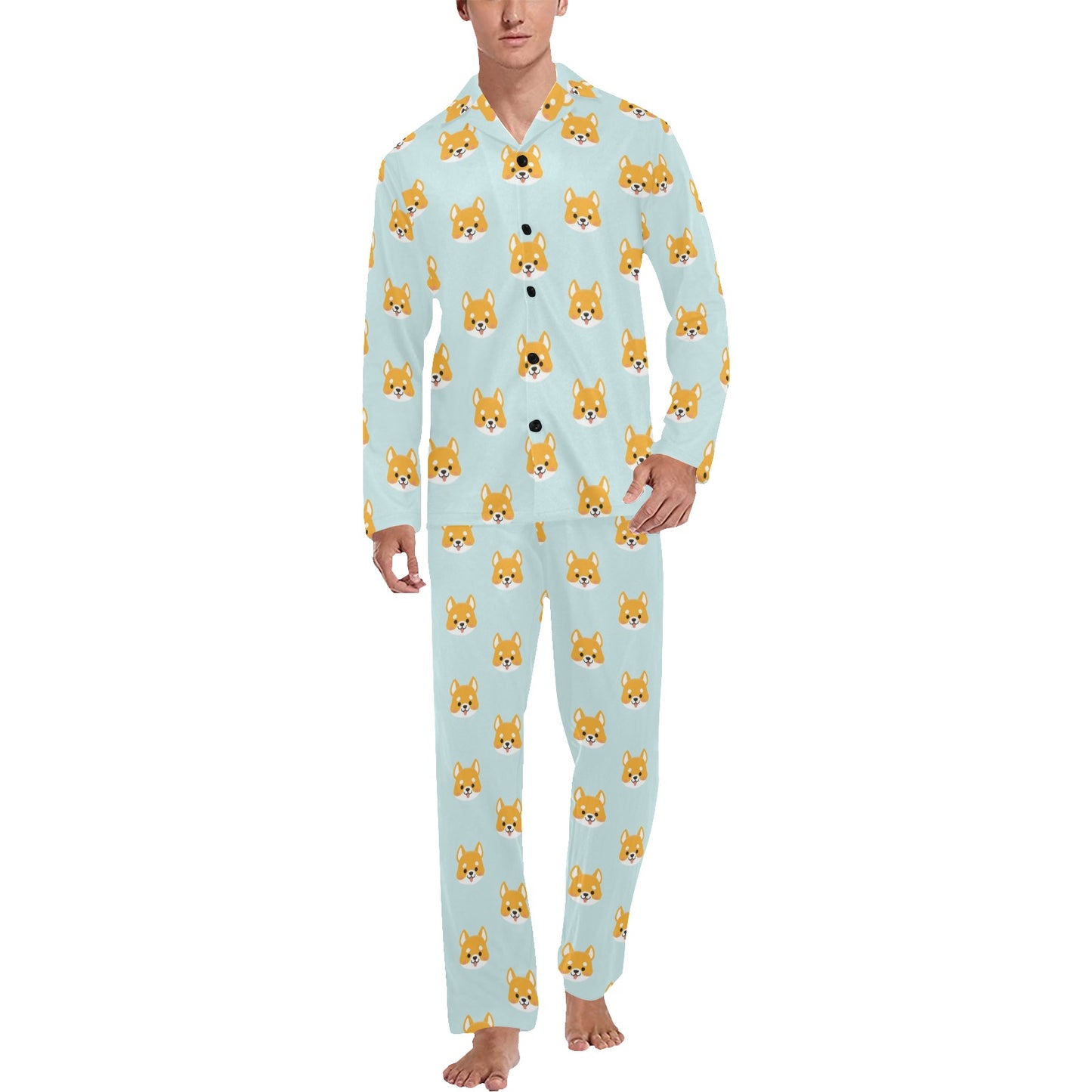 Shiba Inu Print Design LKS301 Men's Long Pajama Set