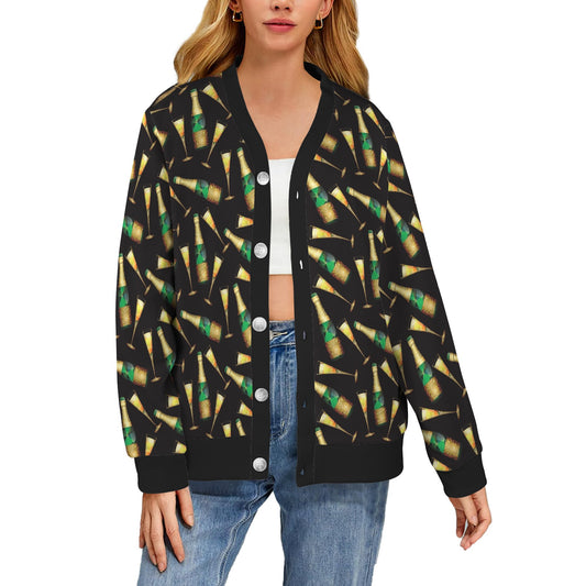 Champagne Pattern Print Design 02 Women's Cardigan