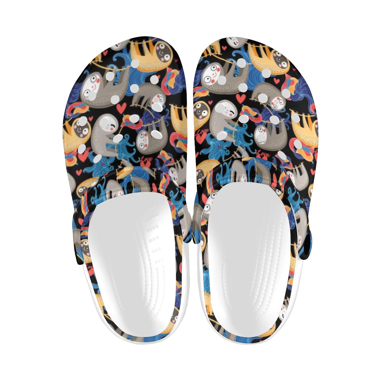 Sloth Cartoon Design Themed Print Unisex Clogs Shoes