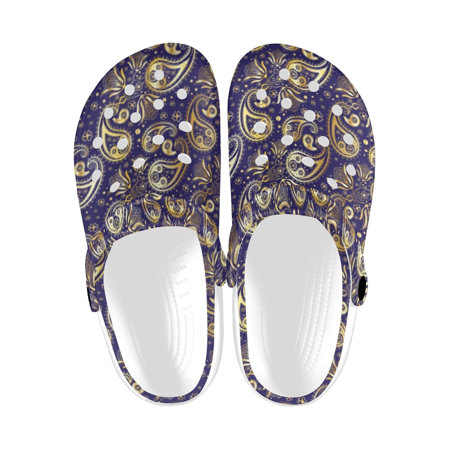Paisley Blue Yellow Design Print Unisex Clogs Shoes