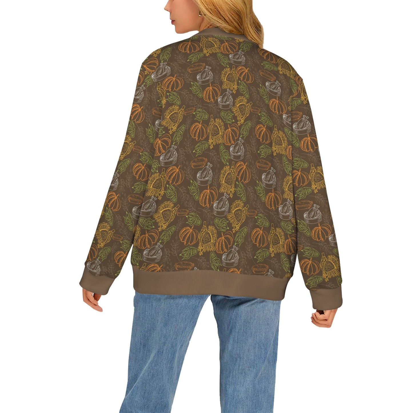 Thanksgiving Print Design LKS301 Women's Cardigan