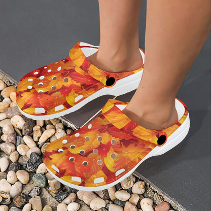 Elm Leave Autum Print Pattern Unisex Clogs Shoes
