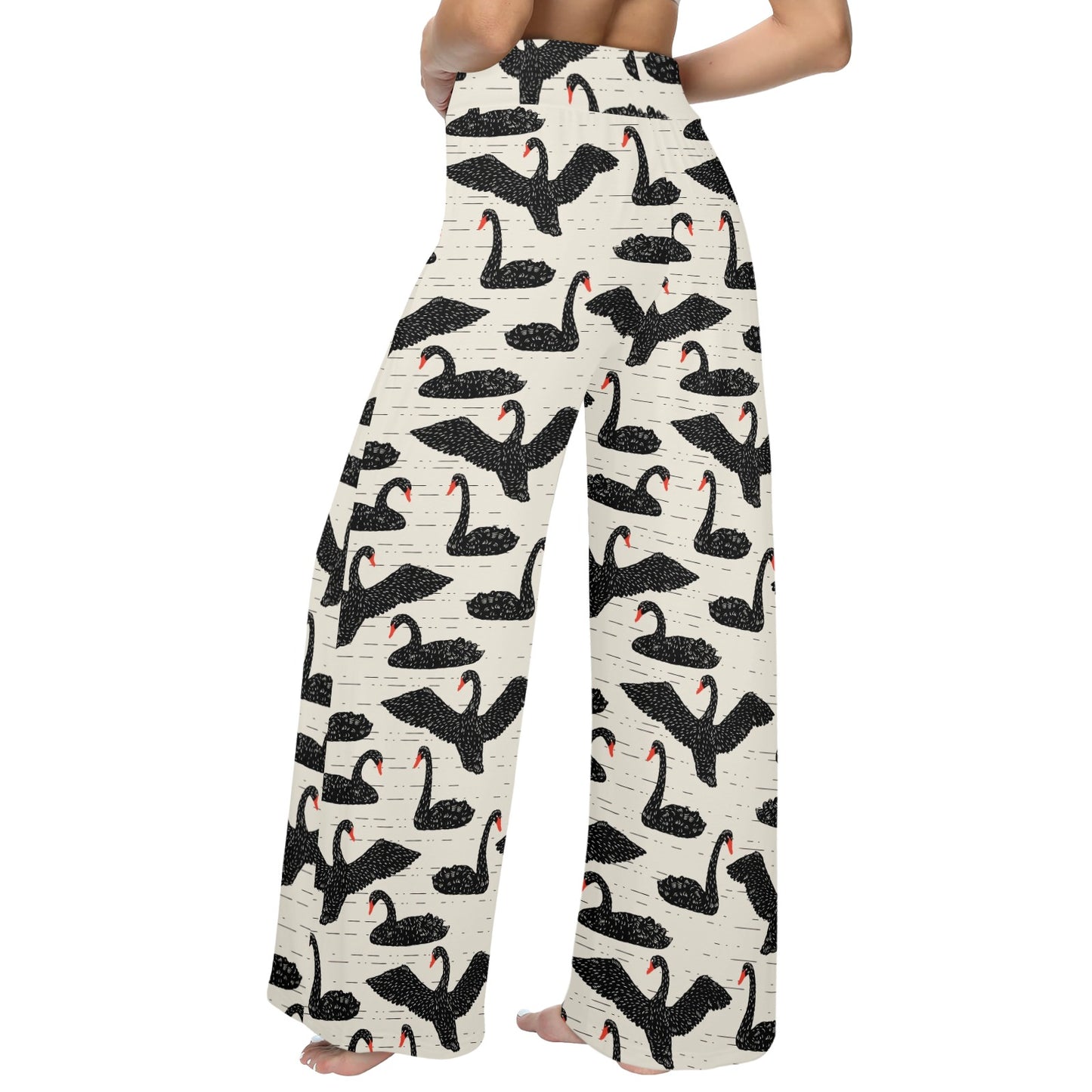 Swan Print Design LKS402 Women's Wide Leg Lounge Pants