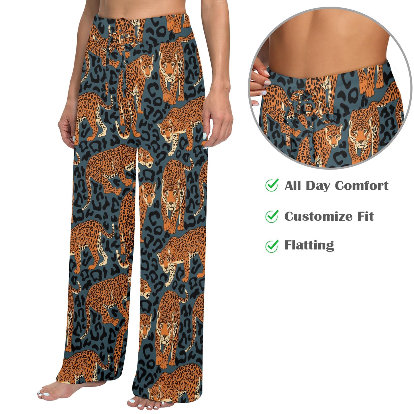 Jaguar Pattern Print Design 04 Women's Wide Leg Lounge Pants