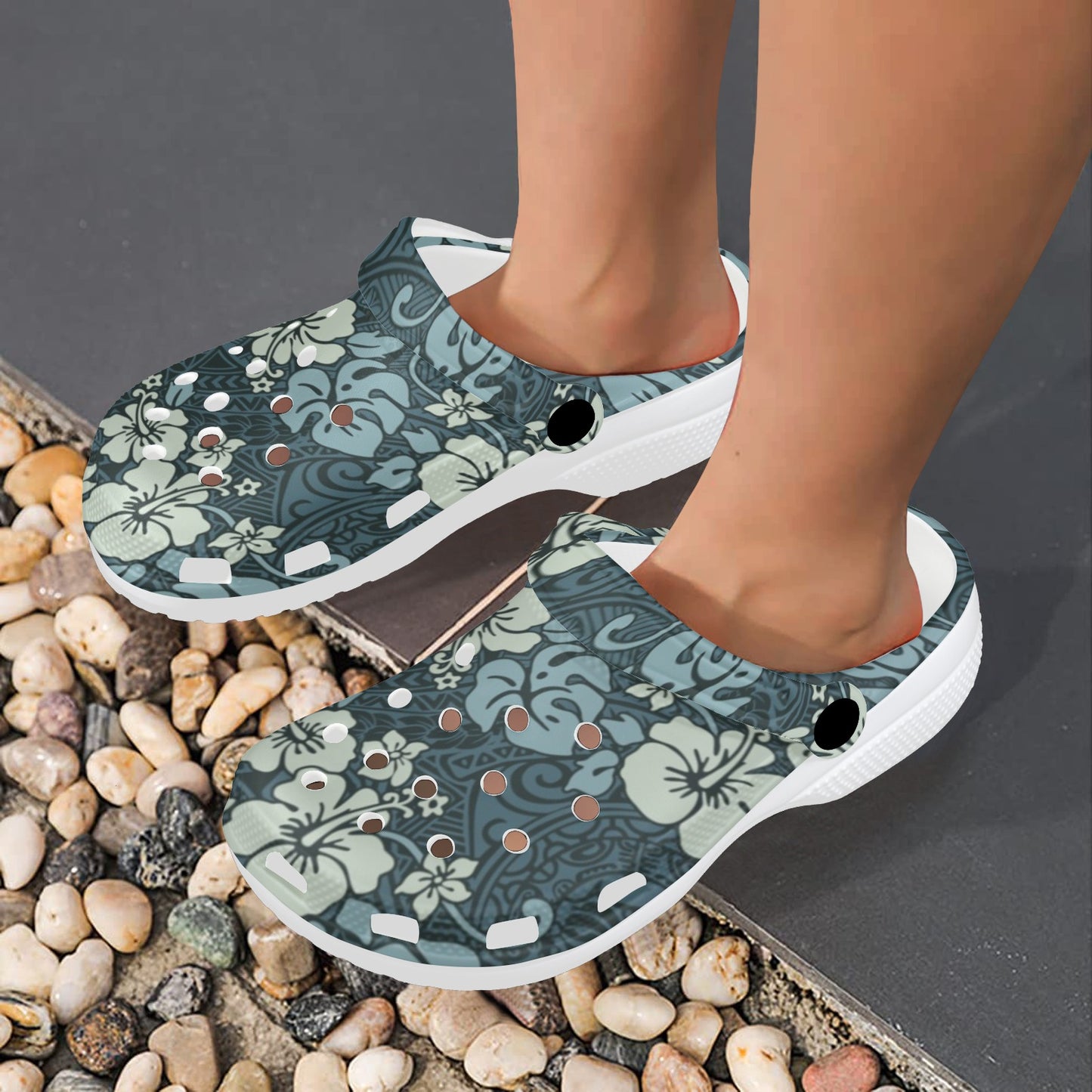 Flower Hawaiian Hibiscus Style Print Pattern Unisex Clogs Shoes