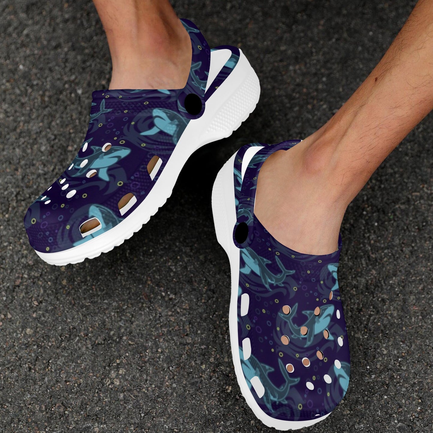 Shark Themed Print Unisex Clogs Shoes