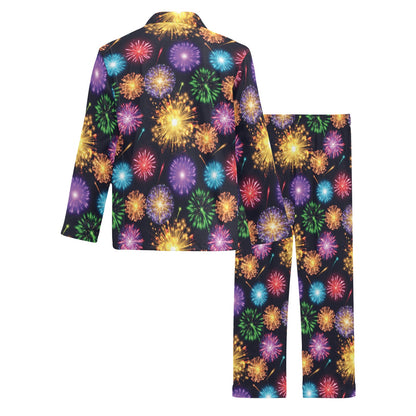 Firework Print Design LKS305 Men's Long Pajama Set