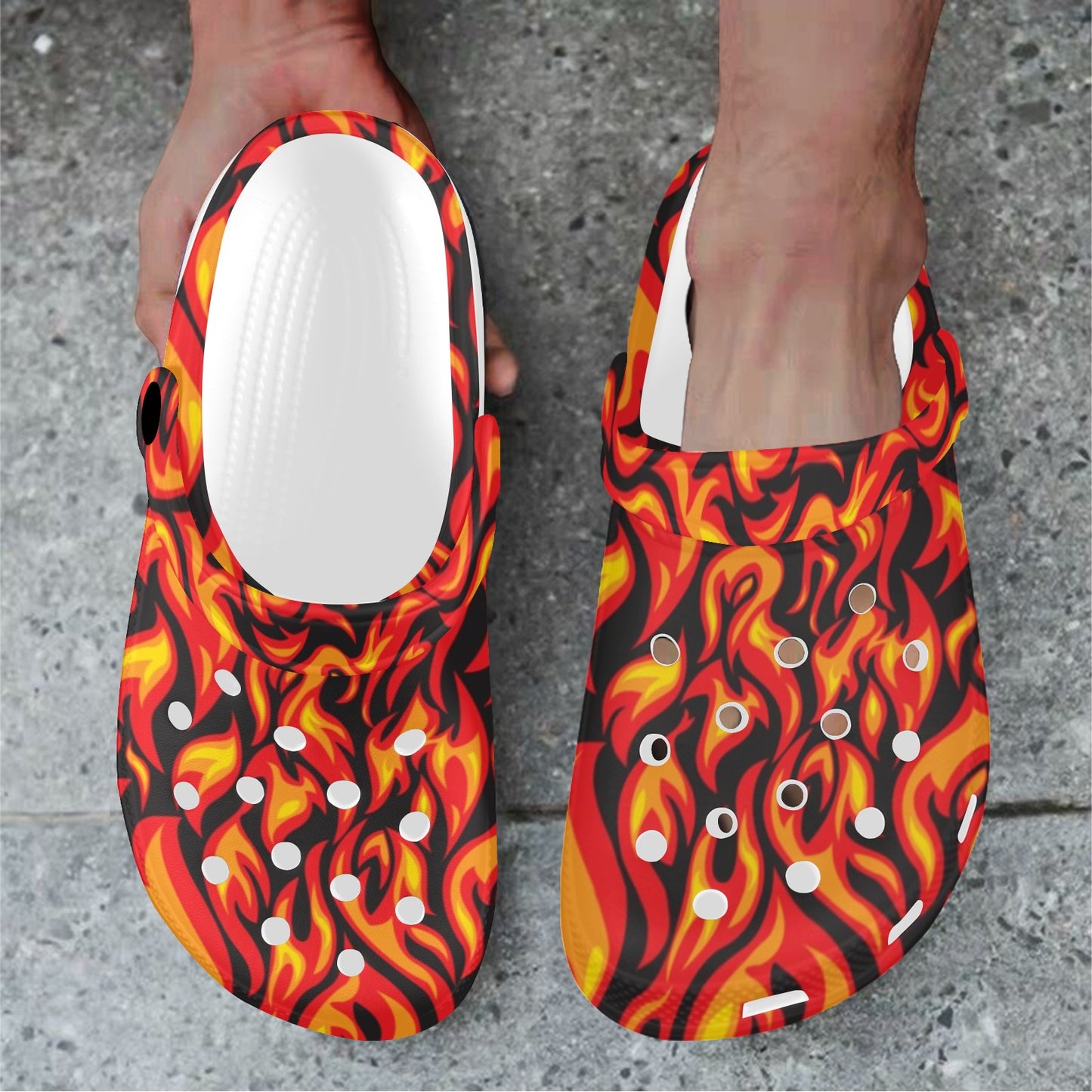 Flame Fire Print Pattern Unisex Clogs Shoes