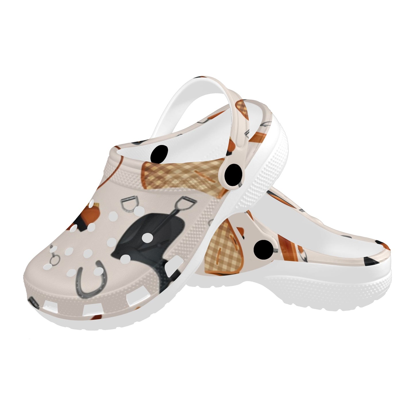 Equestrian Equipment Print Pattern Unisex Clogs Shoes