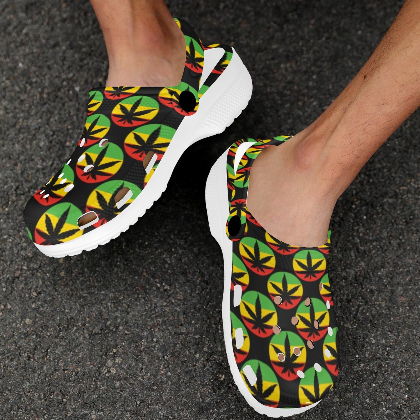 Rasta Reggae Color Design Unisex Clogs Shoes