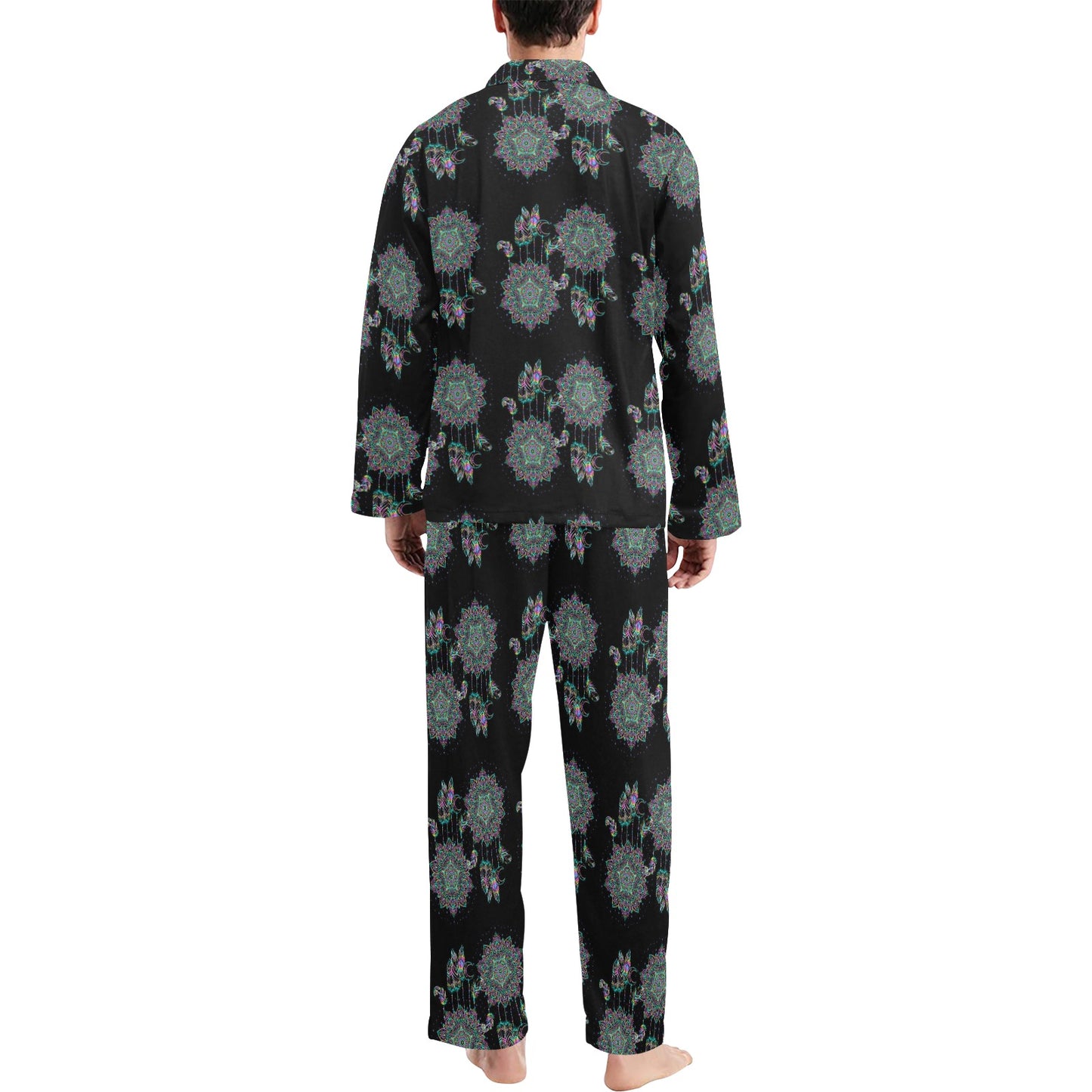 Dream Catcher Colorful Hand Draw Men's Long Pajama Set