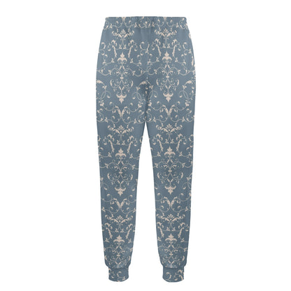Damask Elegant Teal Print Pattern Men's Casual Track Pants