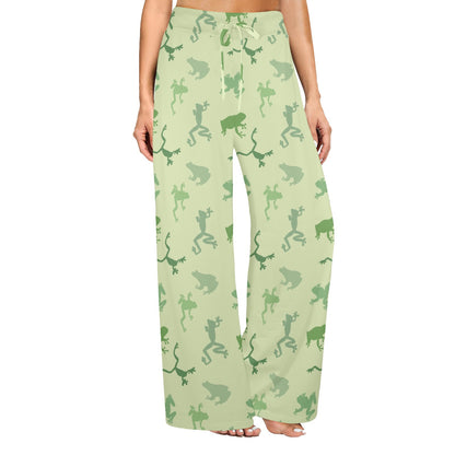 frog Design Print Pattern JJ0231 Women's Wide Leg Lounge Pants