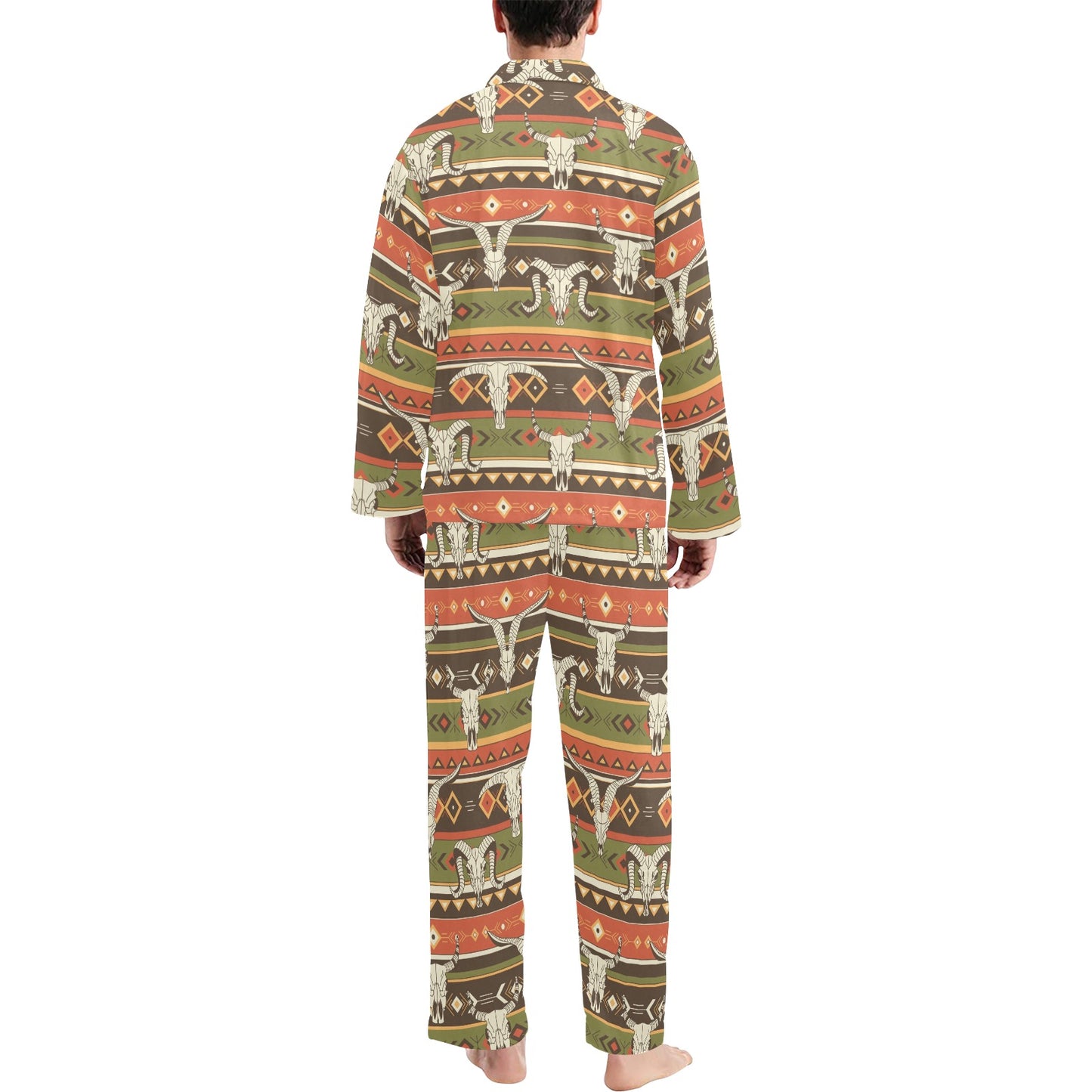 American indian Skull Animal Men's Long Pajama Set
