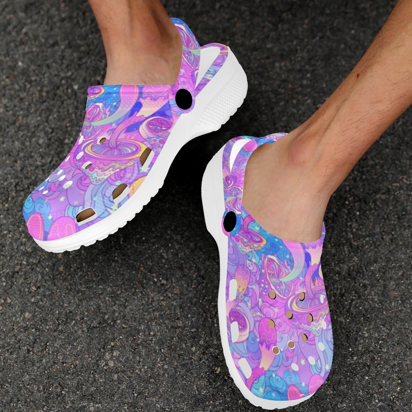 Psychedelic Trippy Mushroom Print Unisex Clogs Shoes