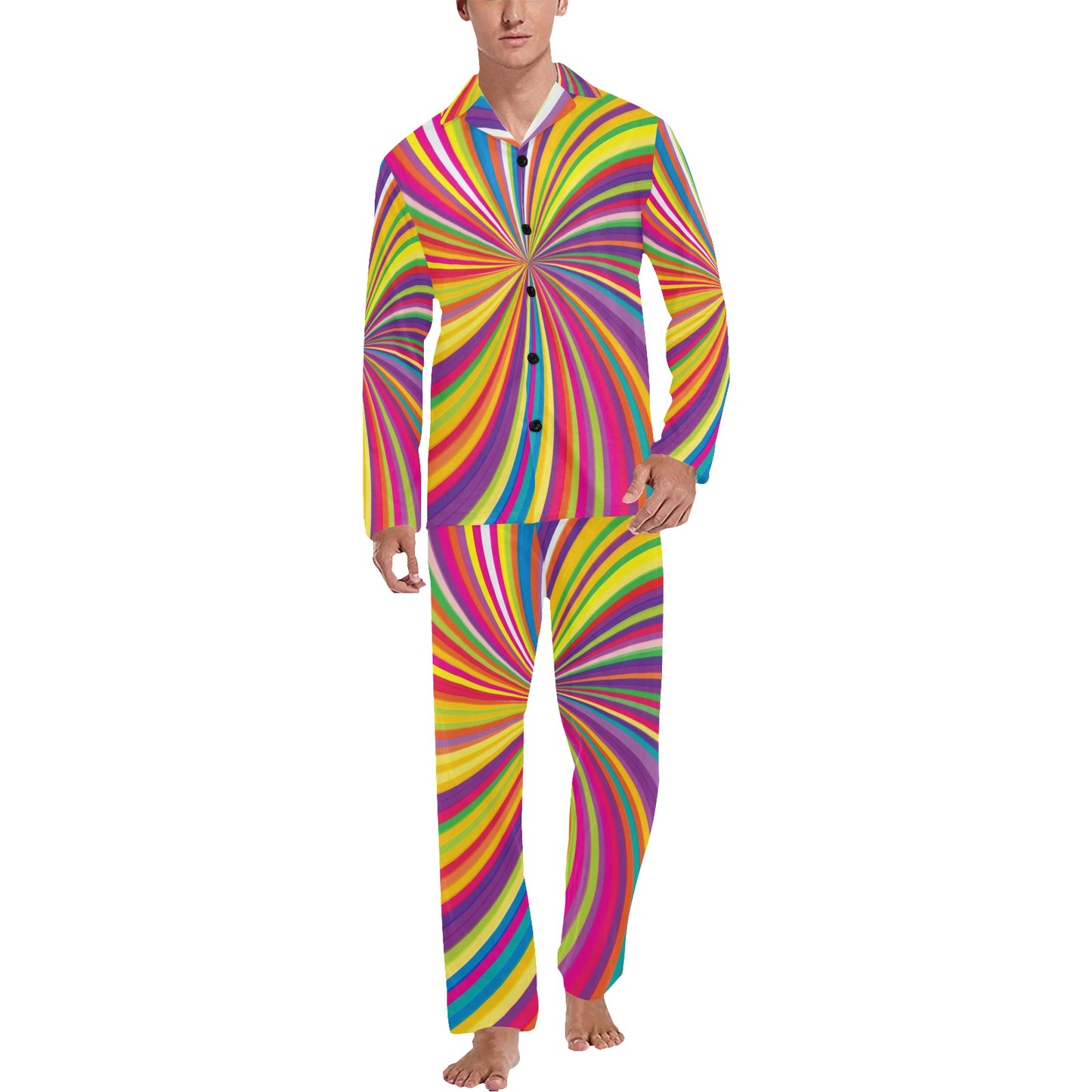 Vortex Print Design LKS301 Men's Long Pajama Set