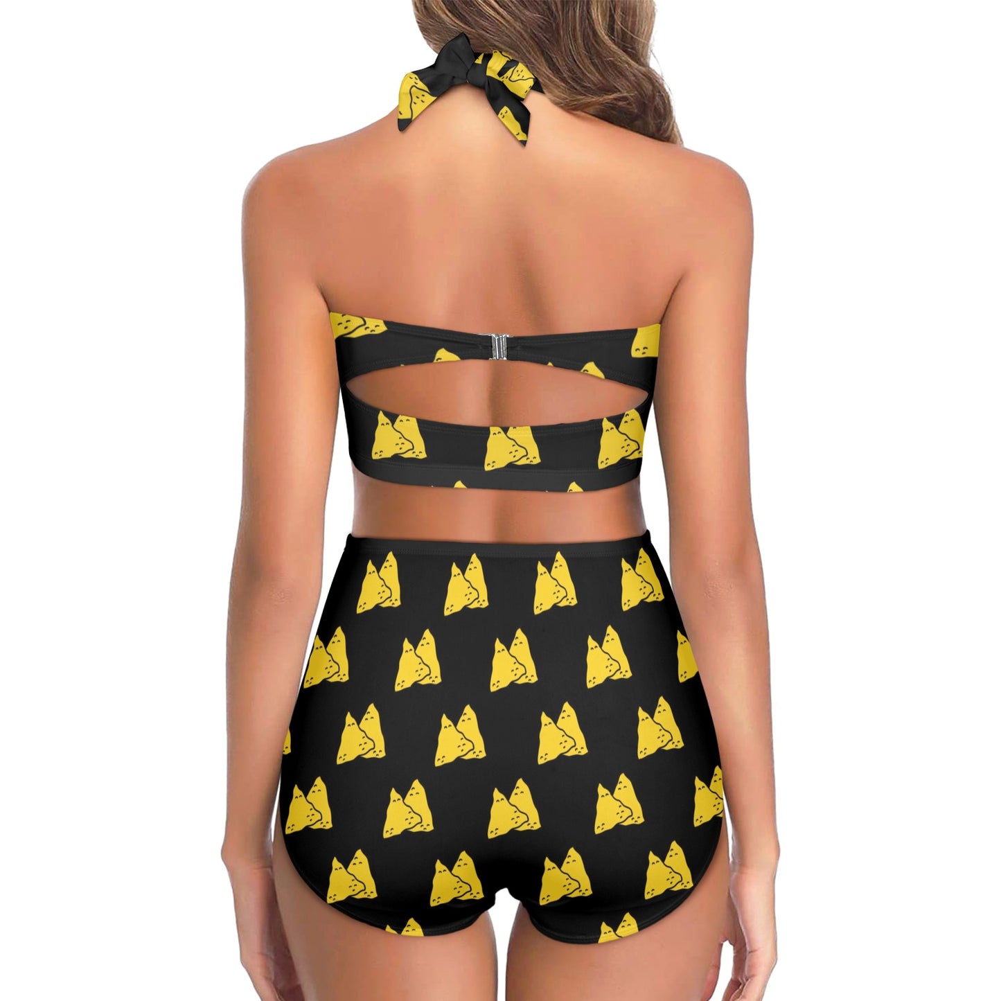Nachos Pattern Print Design A02 Halter Neck Bikini Swimsuit