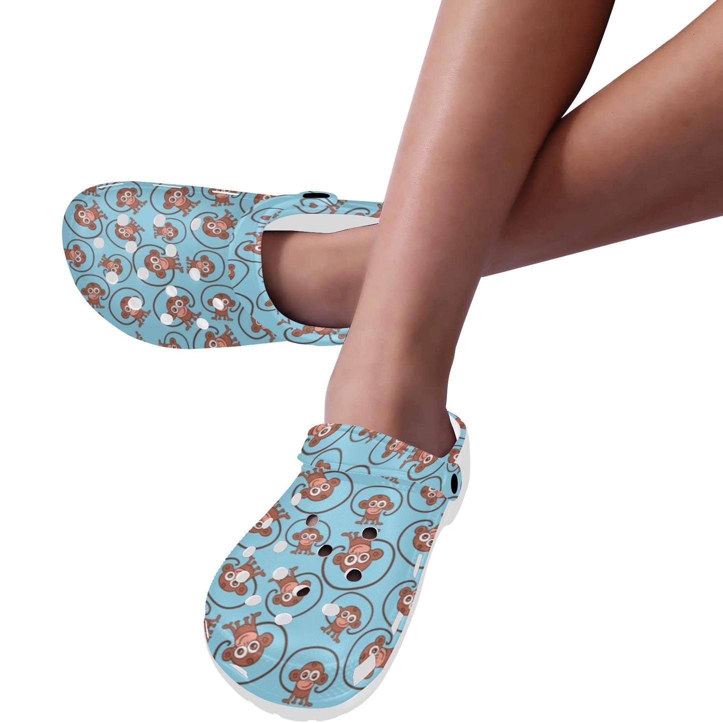 Monkey Cute Design Themed Print Unisex Clogs Shoes