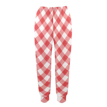 Gingham Red Pattern Print Design 01 Women's Casual Track Pants