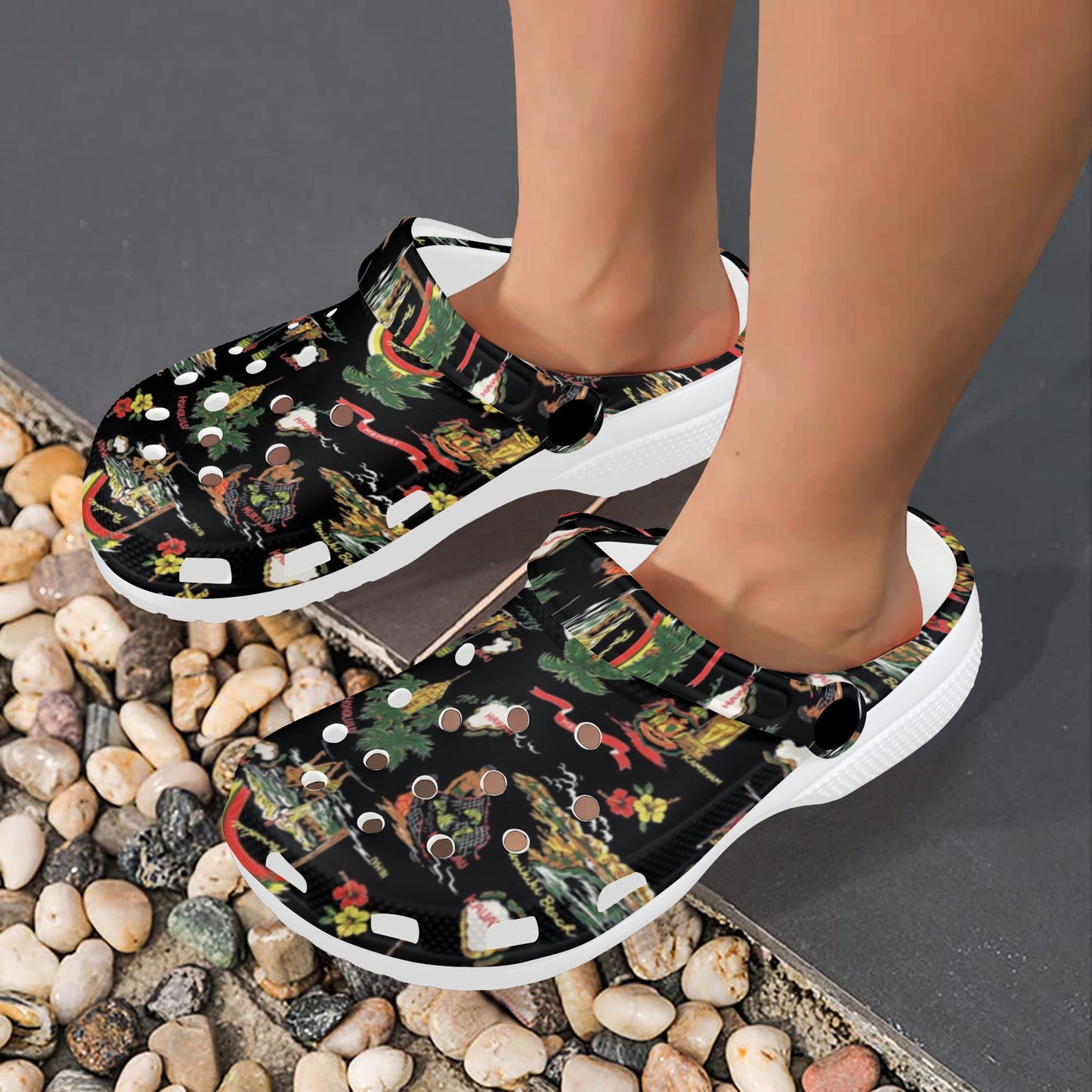 Hawaiian Island Themed Print Unisex Clogs Shoes