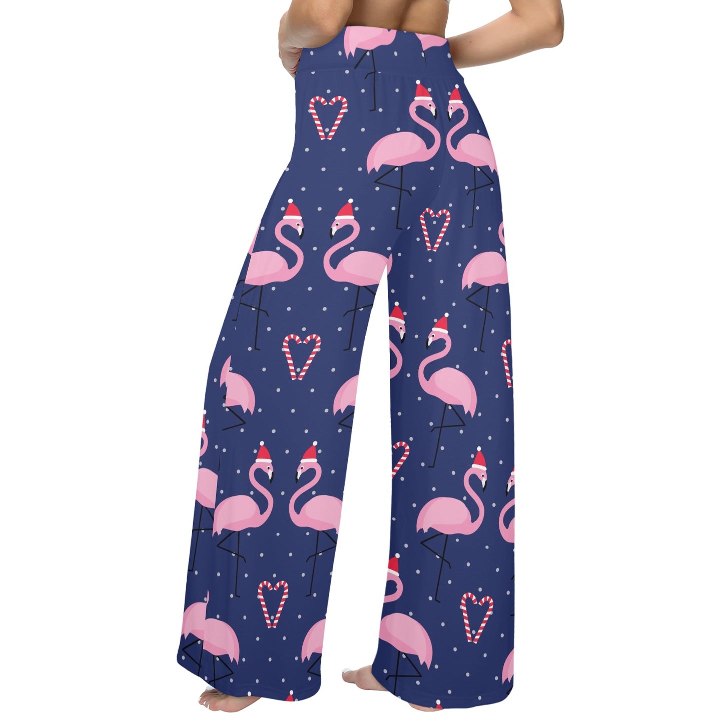 Flamingo Christmas Women's Wide Leg Lounge Pants